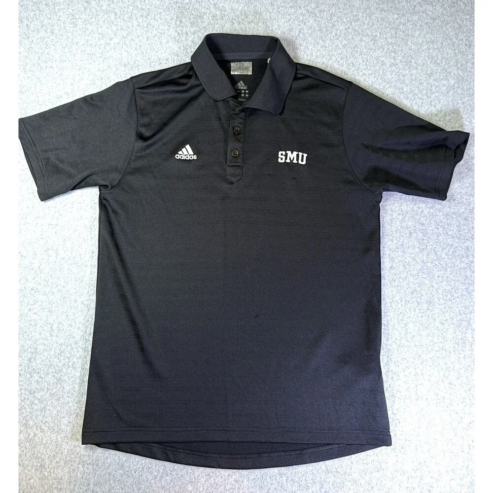 adidas Men's Black SMU Polo Shirt Performance Short Sleeve Collared Top 21.5